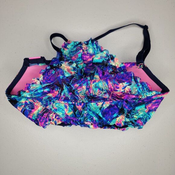 NWT PINK Victoria's Secret Date Racetrack Bra multi color 32DD front closure - Picture 2 of 8